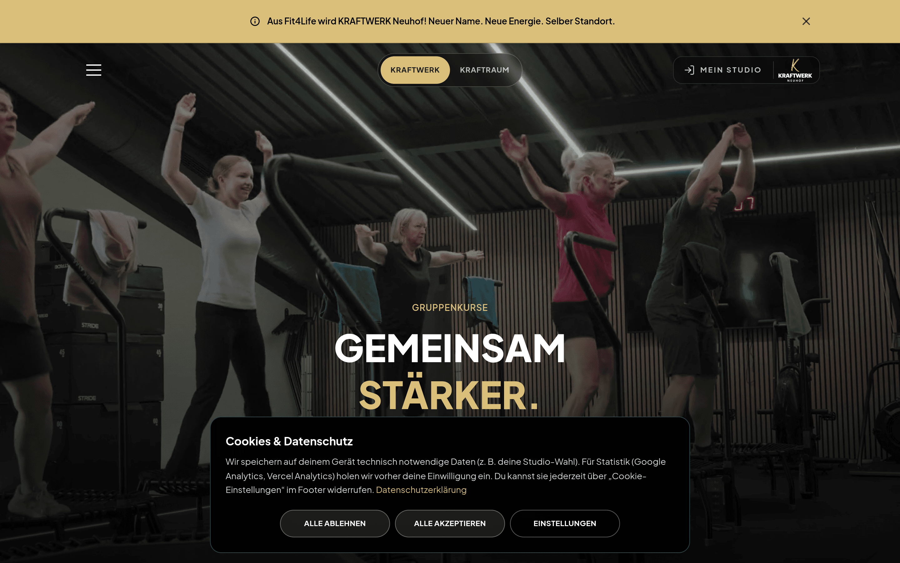 Screenshot of the Kraftwerk Neuhof website: class overview