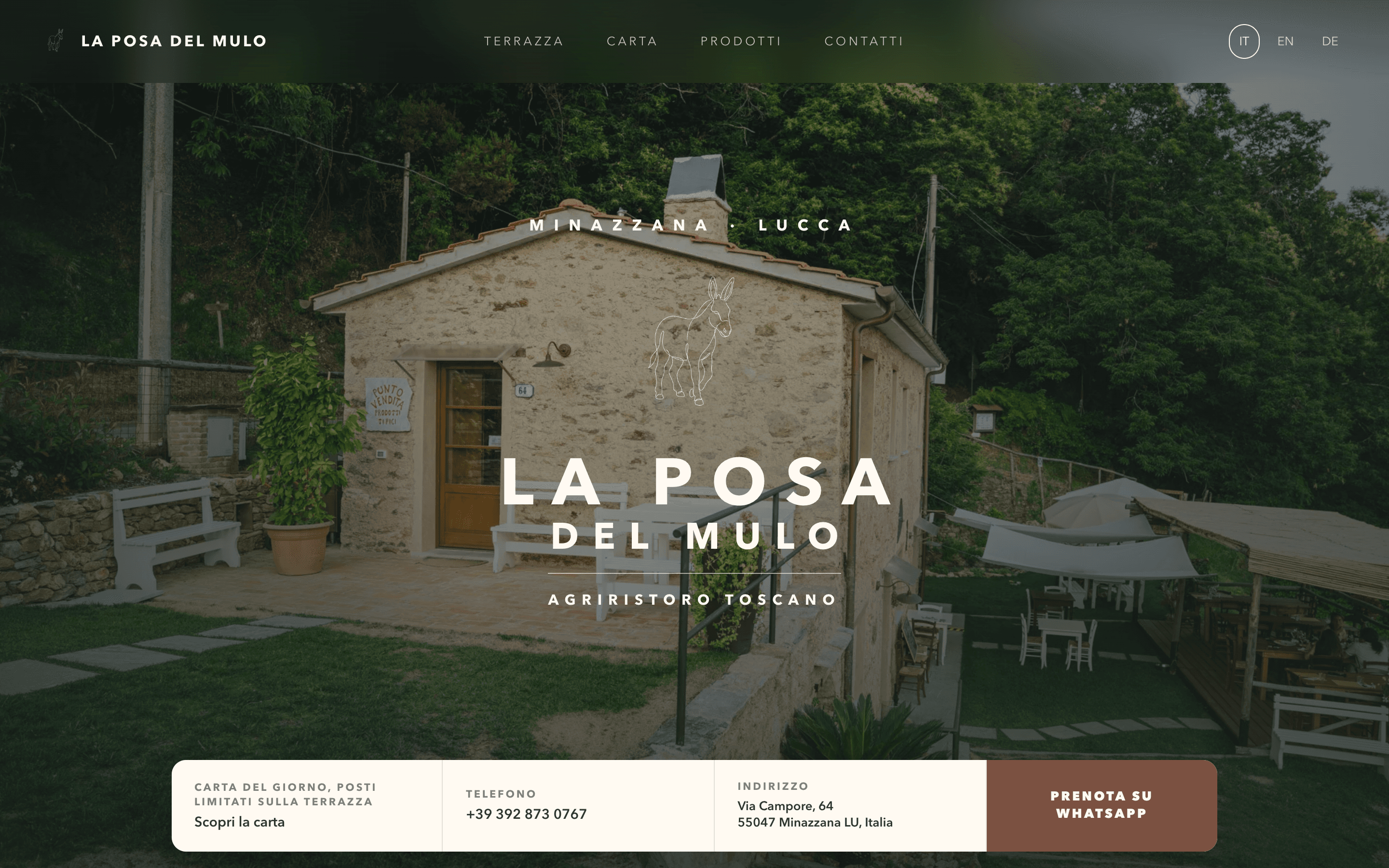 Screenshot der La-Posa-del-Mulo-Website: Startseite