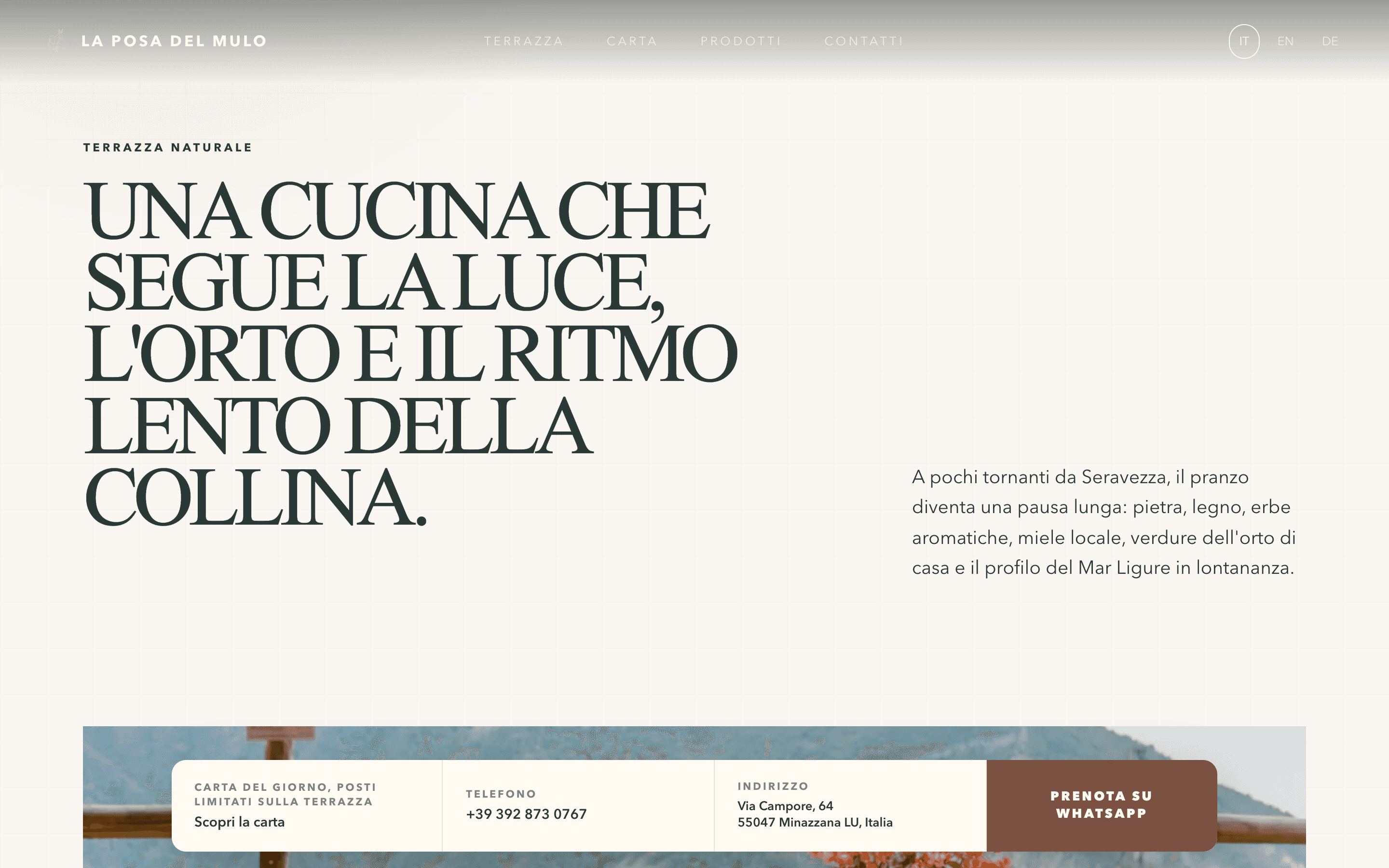Screenshot der La-Posa-del-Mulo-Website: Terrazza-Seite